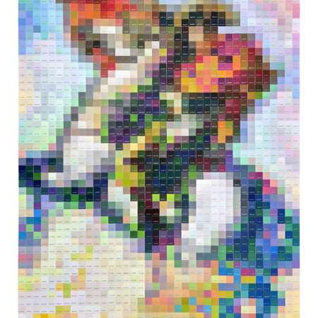 Nuancier de peinture réorganisé en Bonaparte franchissant le Grand-Saint-Bernard (70 x 100 cm)
