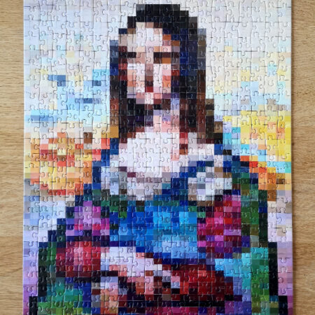 Nuancier de peinture réorganisé en La Joconde (puzzle)